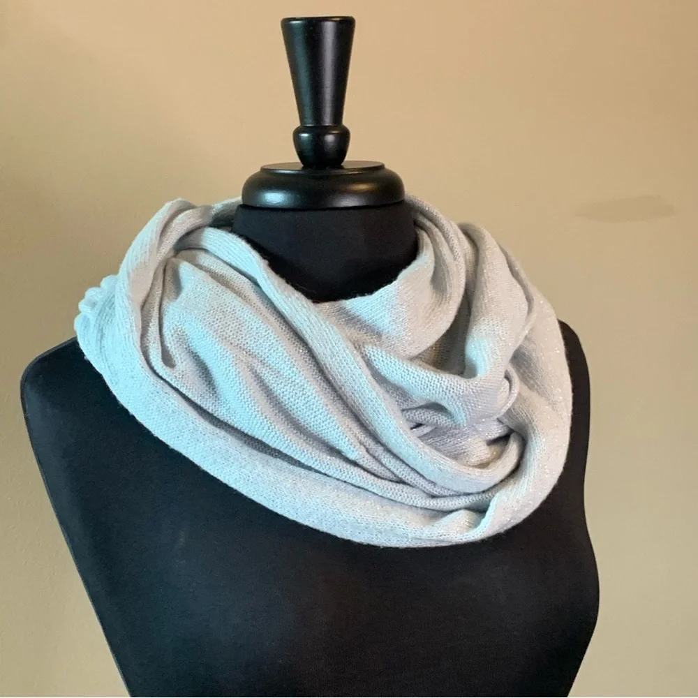 ANN TAYLOR Scarf Light Blue Infinity Metallic Shimmer